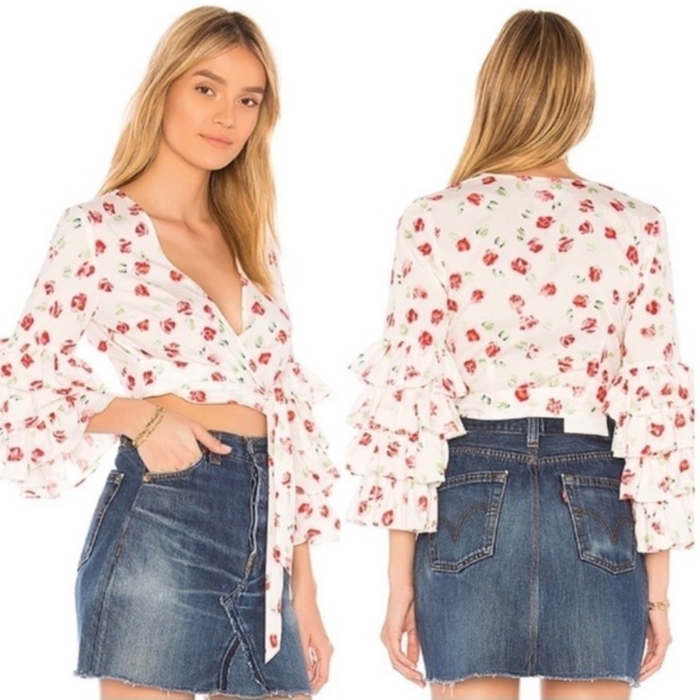 Saylor Bethany Watercolor Rose Print Top size M
